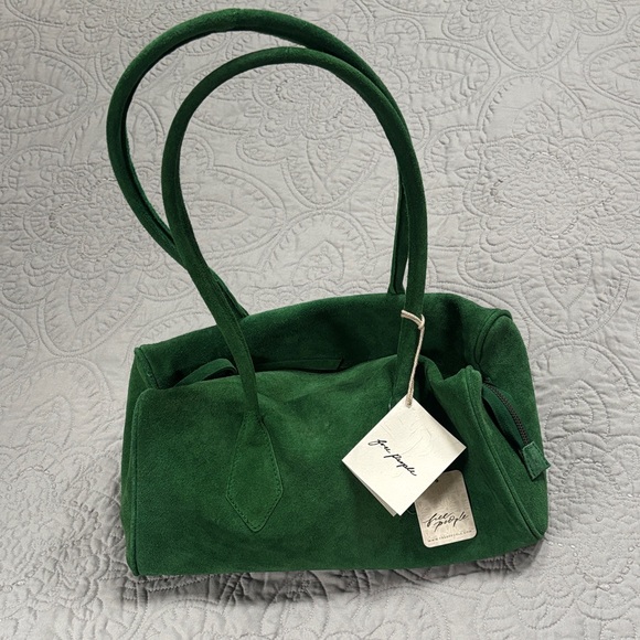 Free People Handbags - Free People Emerald Green Suede Shoulder Bag